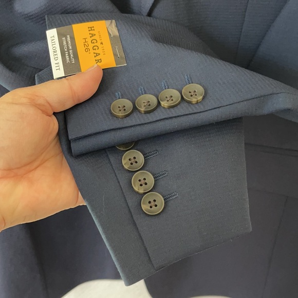 Haggar H26 Navy Textured Tailored Fit Suit Jacket - Picture 7 of 10